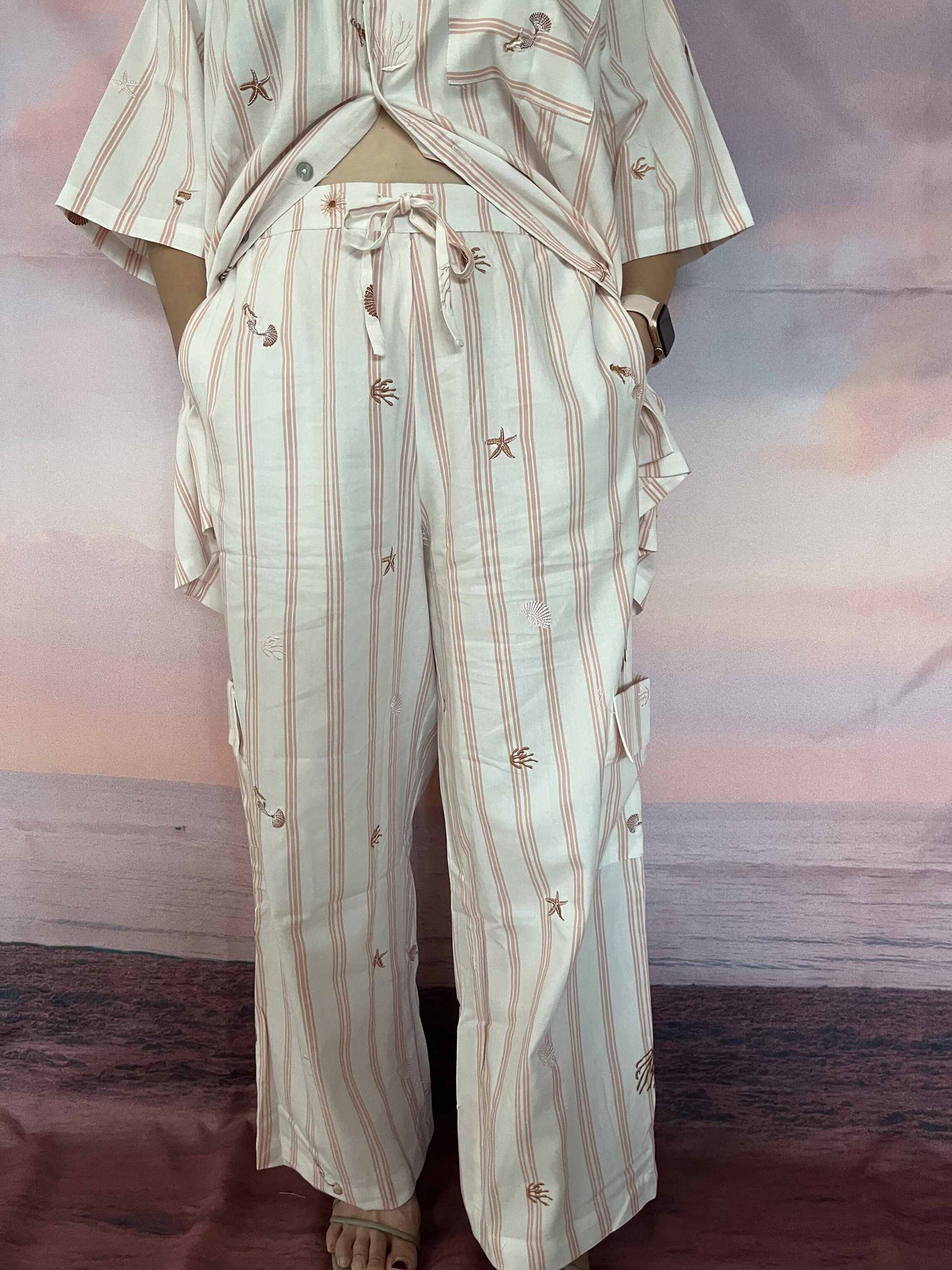 Ara Pants in Peach Stripe L/XL