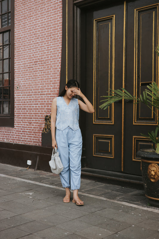 Ruella Vest in Chambray Blue